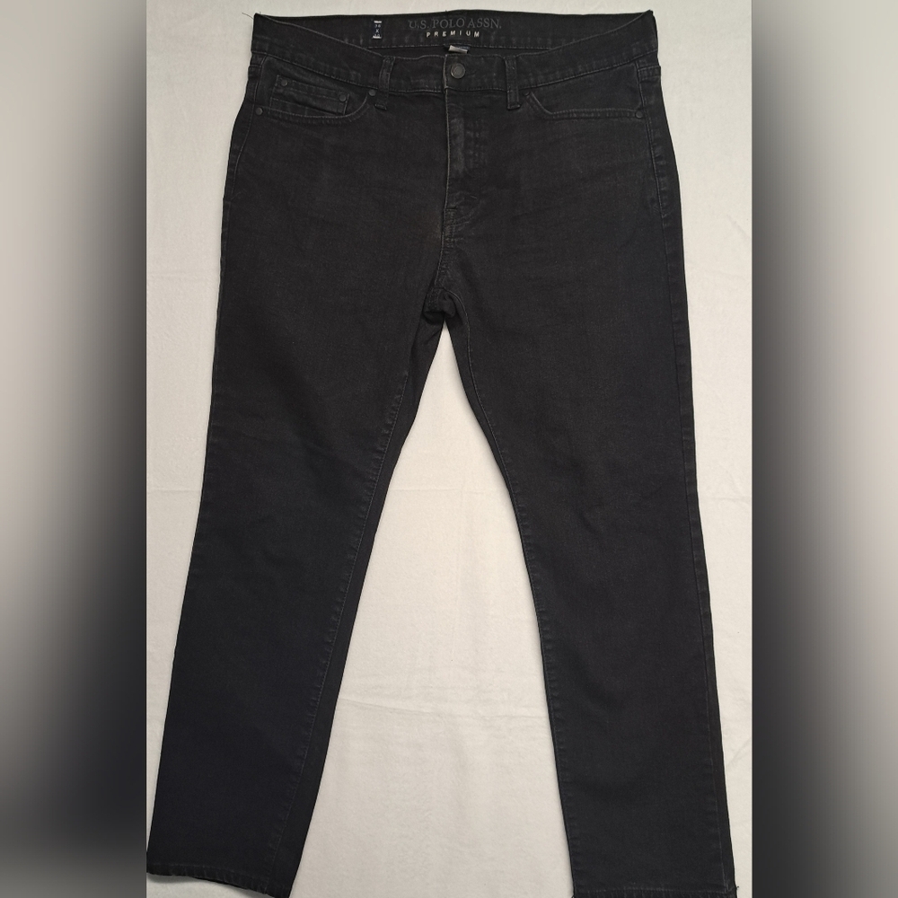 U.S. Polo Assn. Premium Activate Stretch Black Jeans 36x30 Zipper Fly 5 Pocket